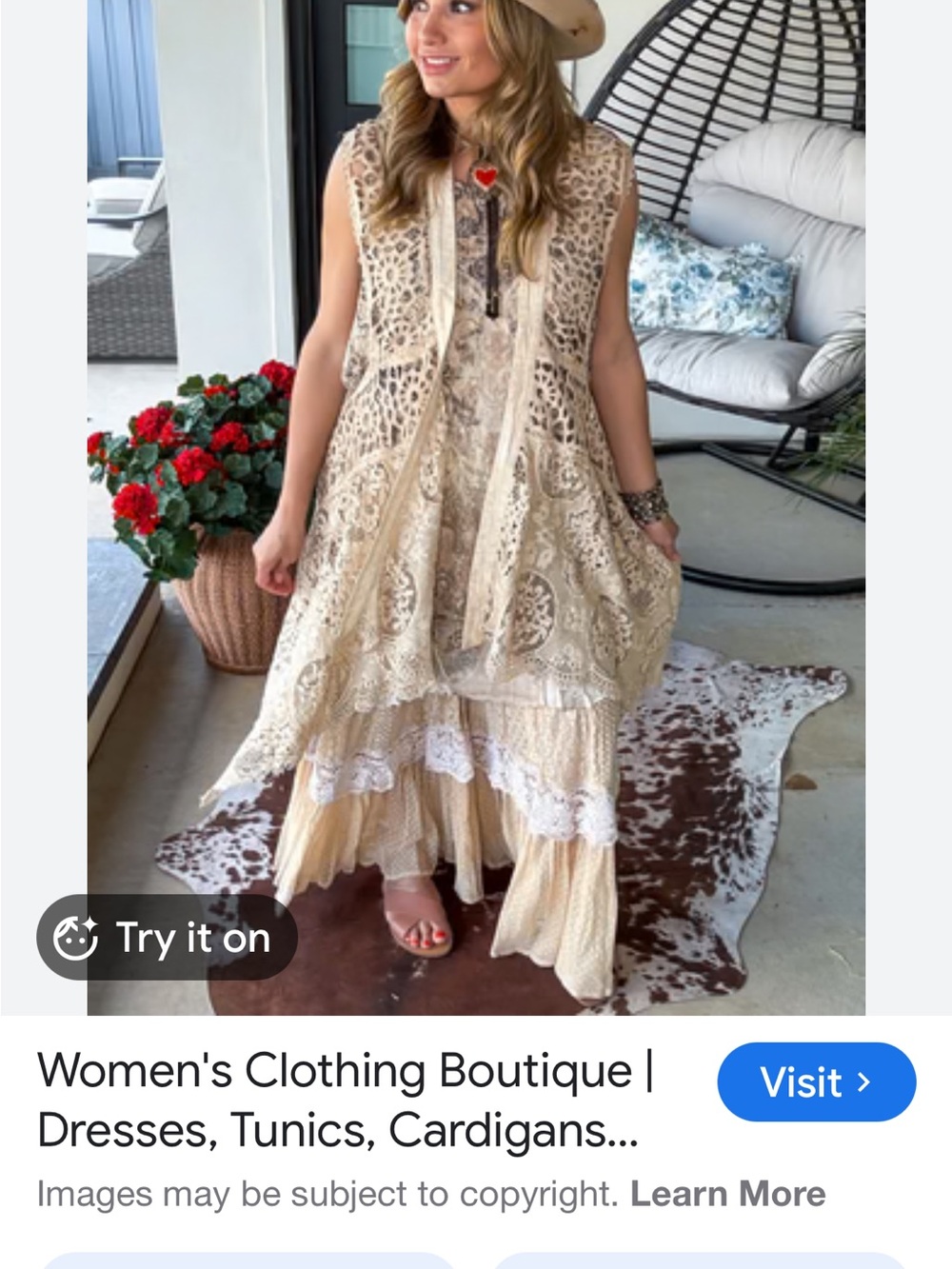 A Rare Bird Crochet Open-Front Vest in Beige